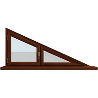 Деревянное окно – треугольник из лиственницы Модель 112 Орех